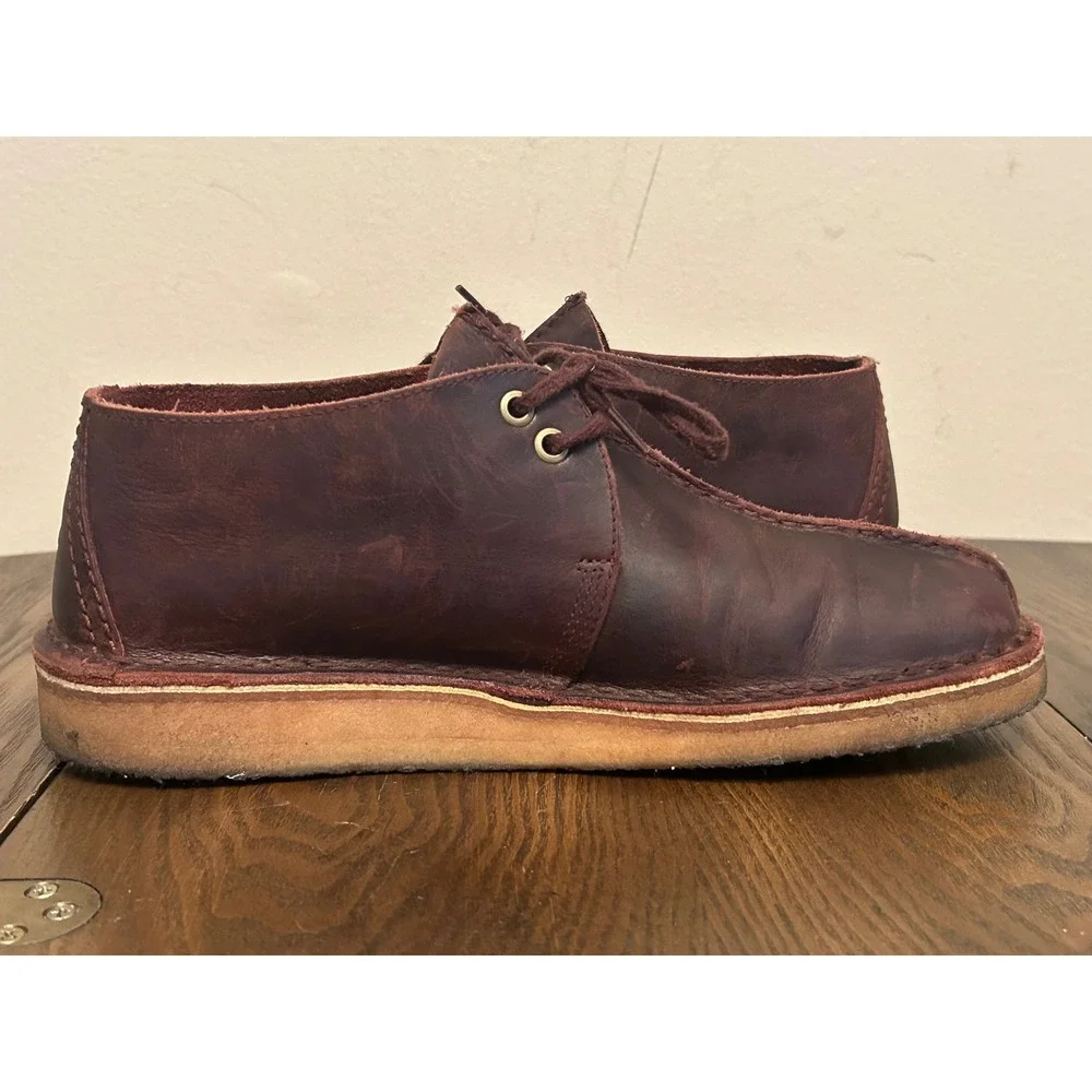 Clark's Original Desert Trek shoes Men 9 Brown Leather lace up Crepe Sole
